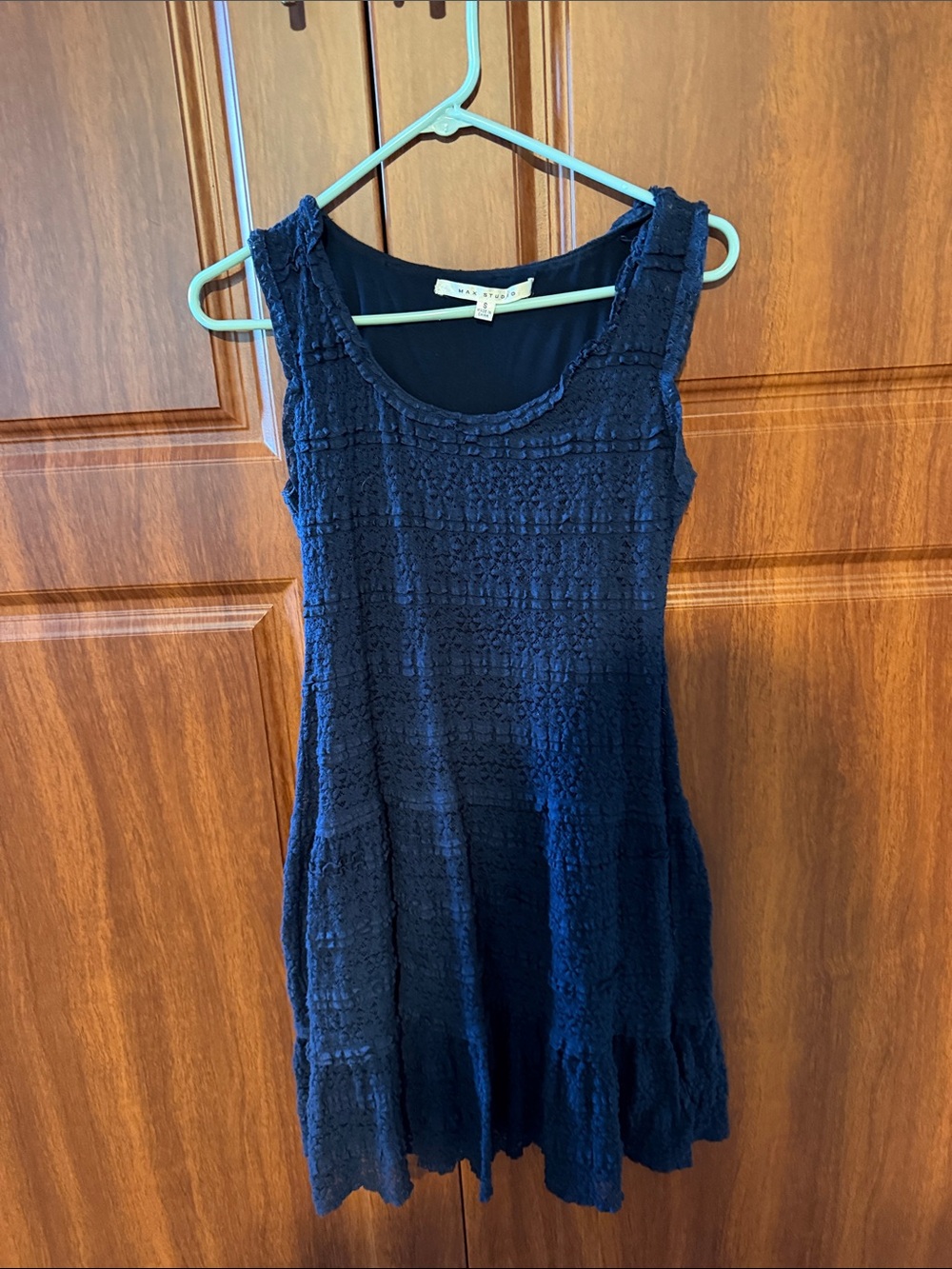 Max Studio Navy Textured Sleeveless Mini Dress